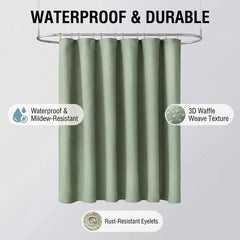 Solid Color Waffle Weave Polyester Shower Curtain