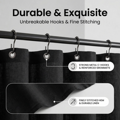 Solid Colorblock Ruffled Hem Linen Shower Curtain