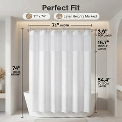 Double Layer Large Hole Waffle Weave Shower Curtain