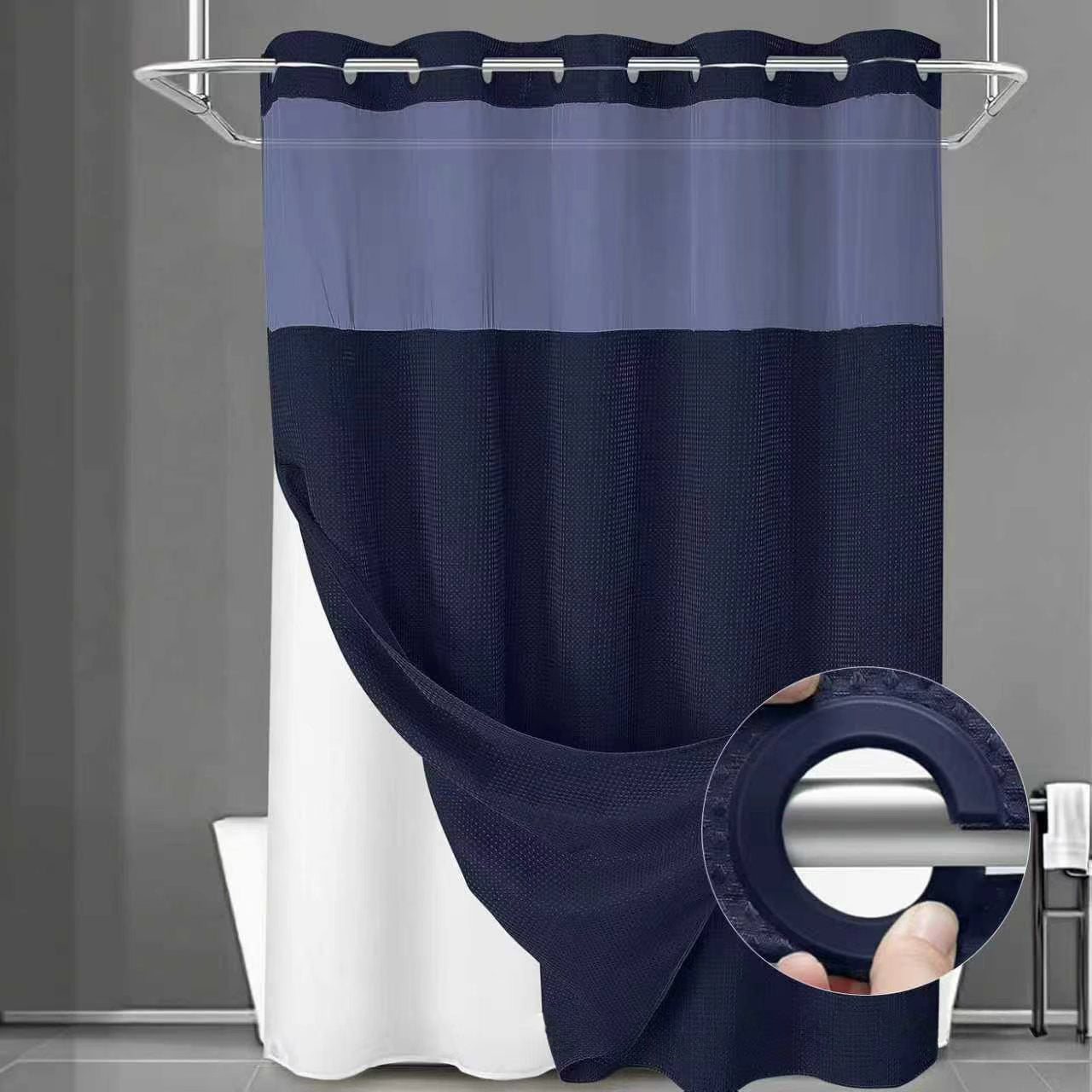Double Layer Large Hole Waffle Weave Shower Curtain