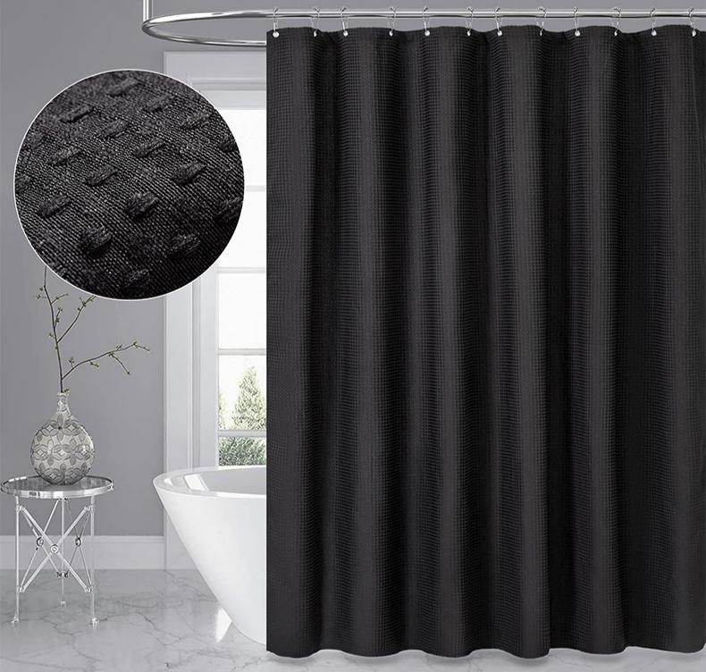 Solid Color Waffle Weave Polyester Shower Curtain