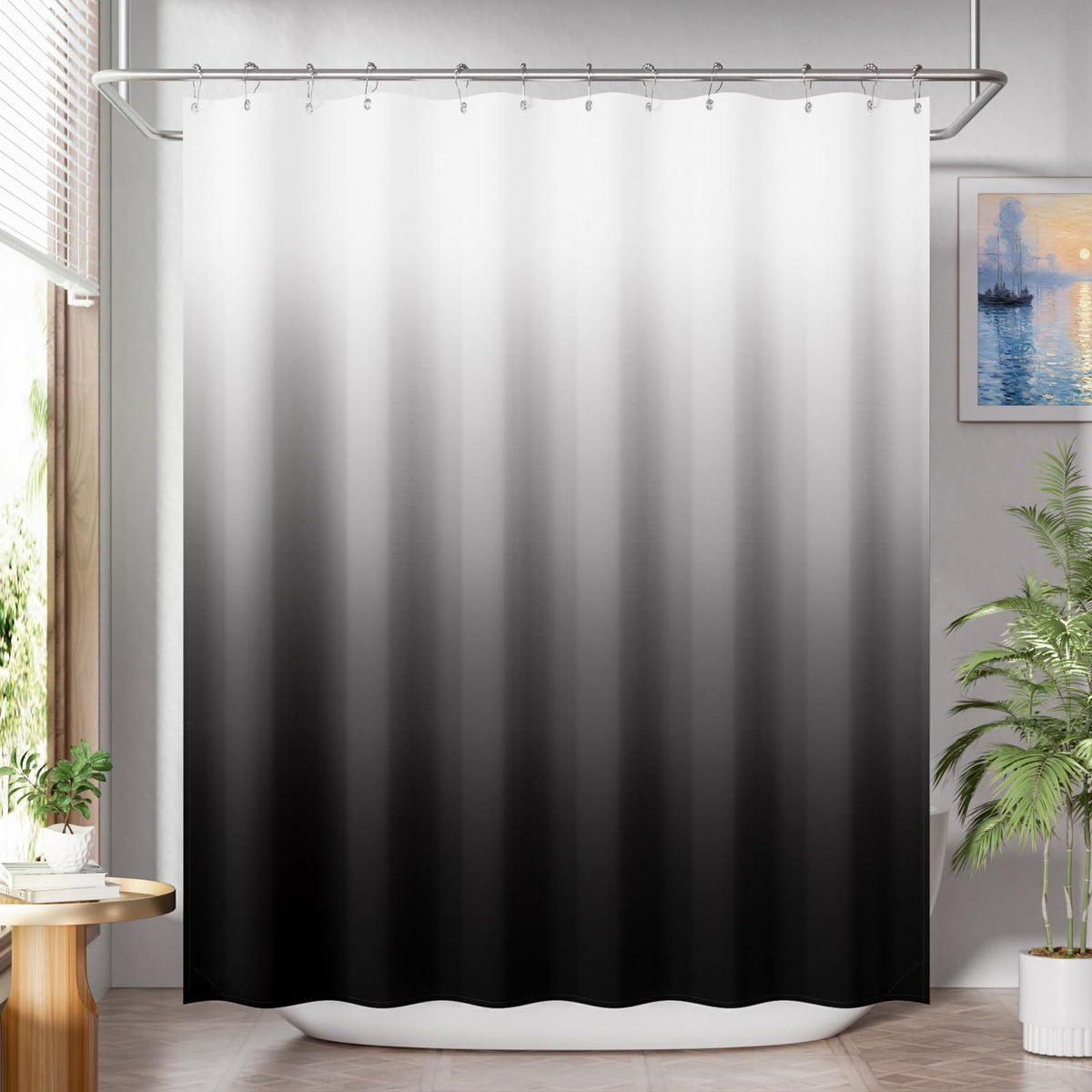 Solid Ombre Print Shower Curtain