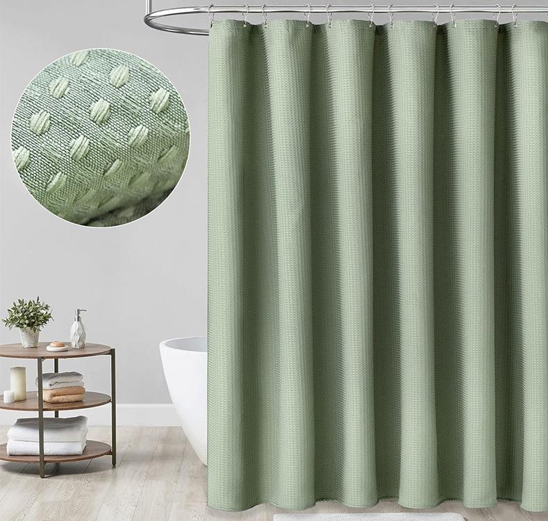 Solid Color Waffle Weave Polyester Shower Curtain
