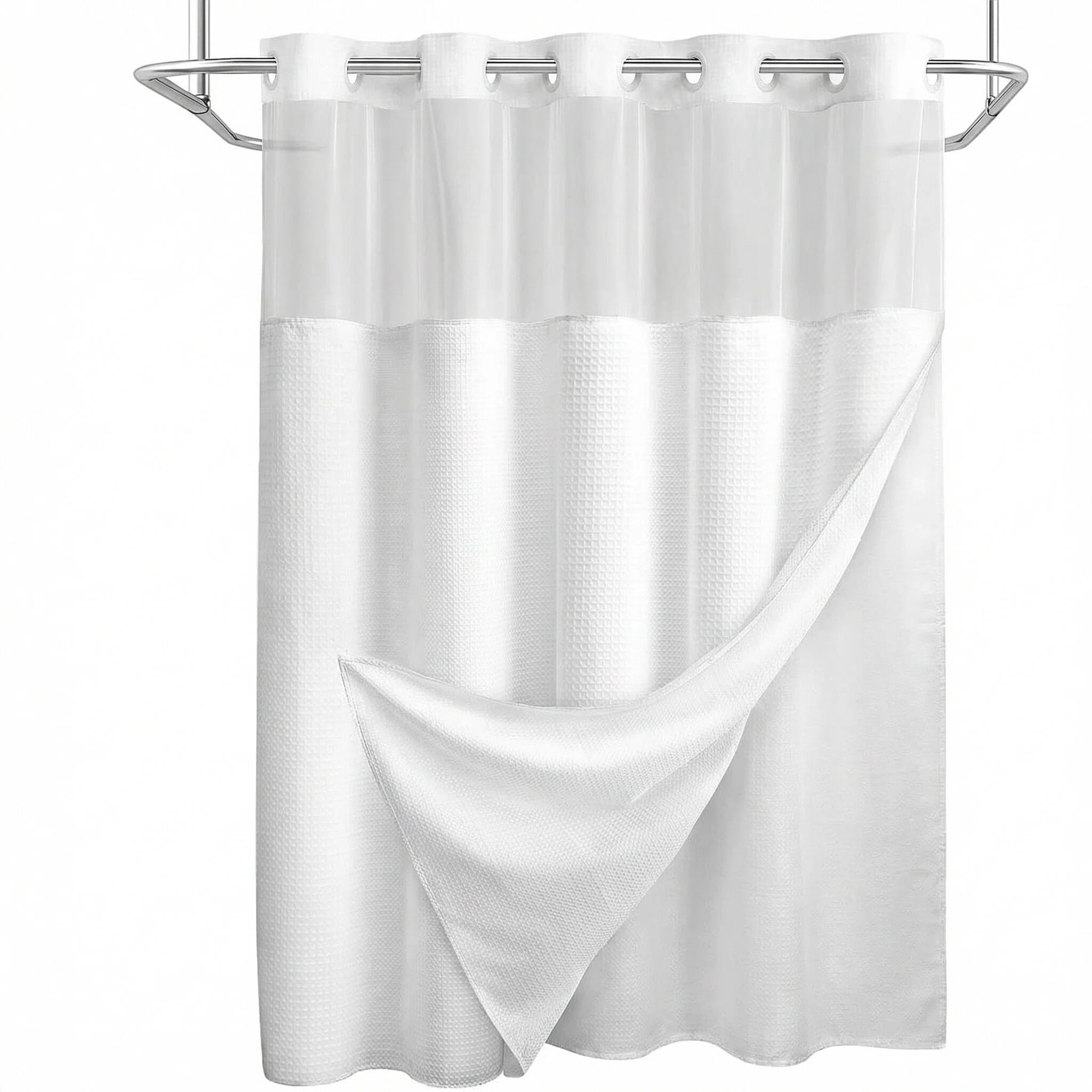 Double Layer Large Hole Waffle Weave Shower Curtain