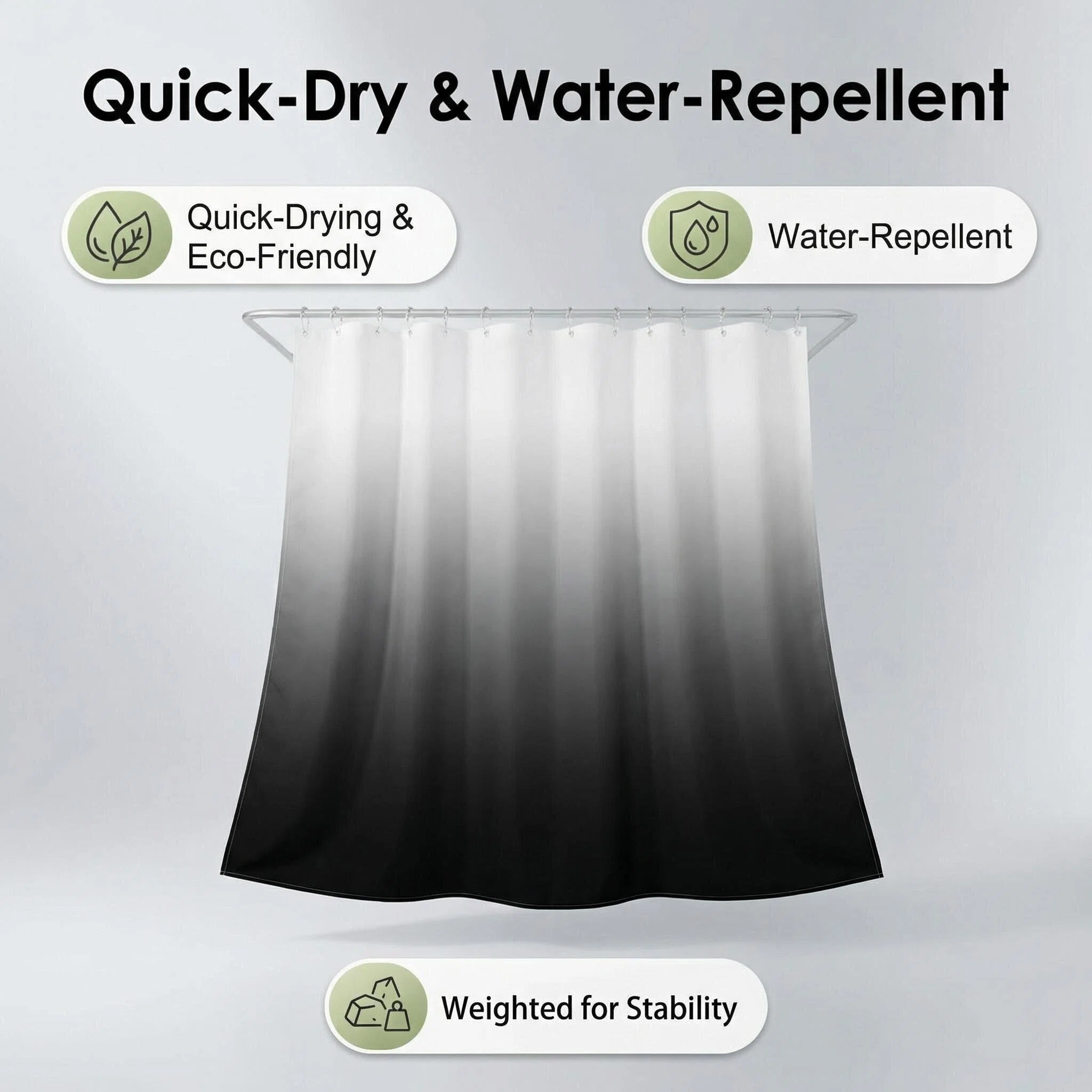 Solid Ombre Print Shower Curtain