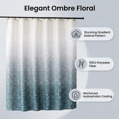 Ombre Roland Floral Polyester Shower Curtain