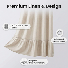 Solid Colorblock Ruffled Hem Linen Shower Curtain