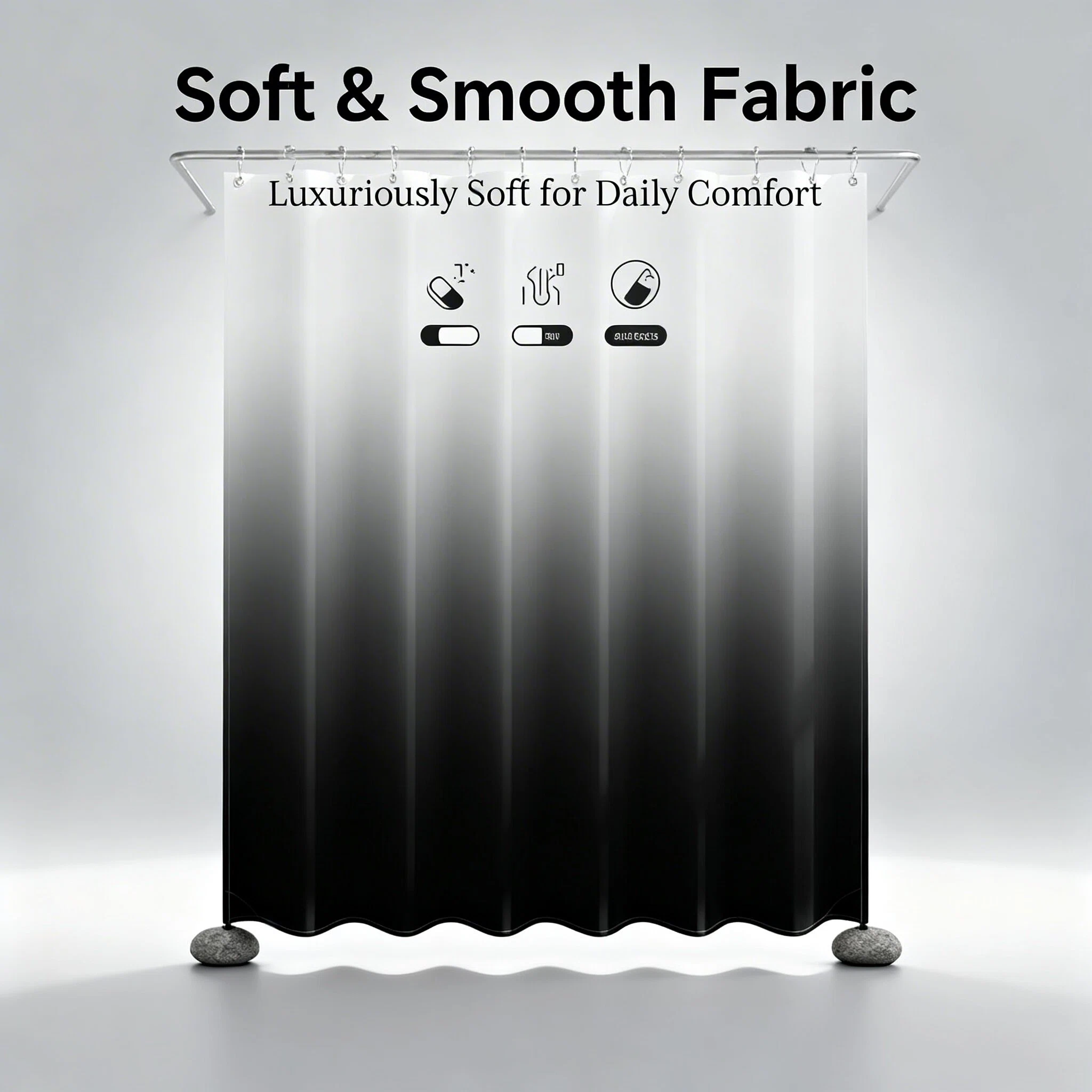 Solid Ombre Print Shower Curtain