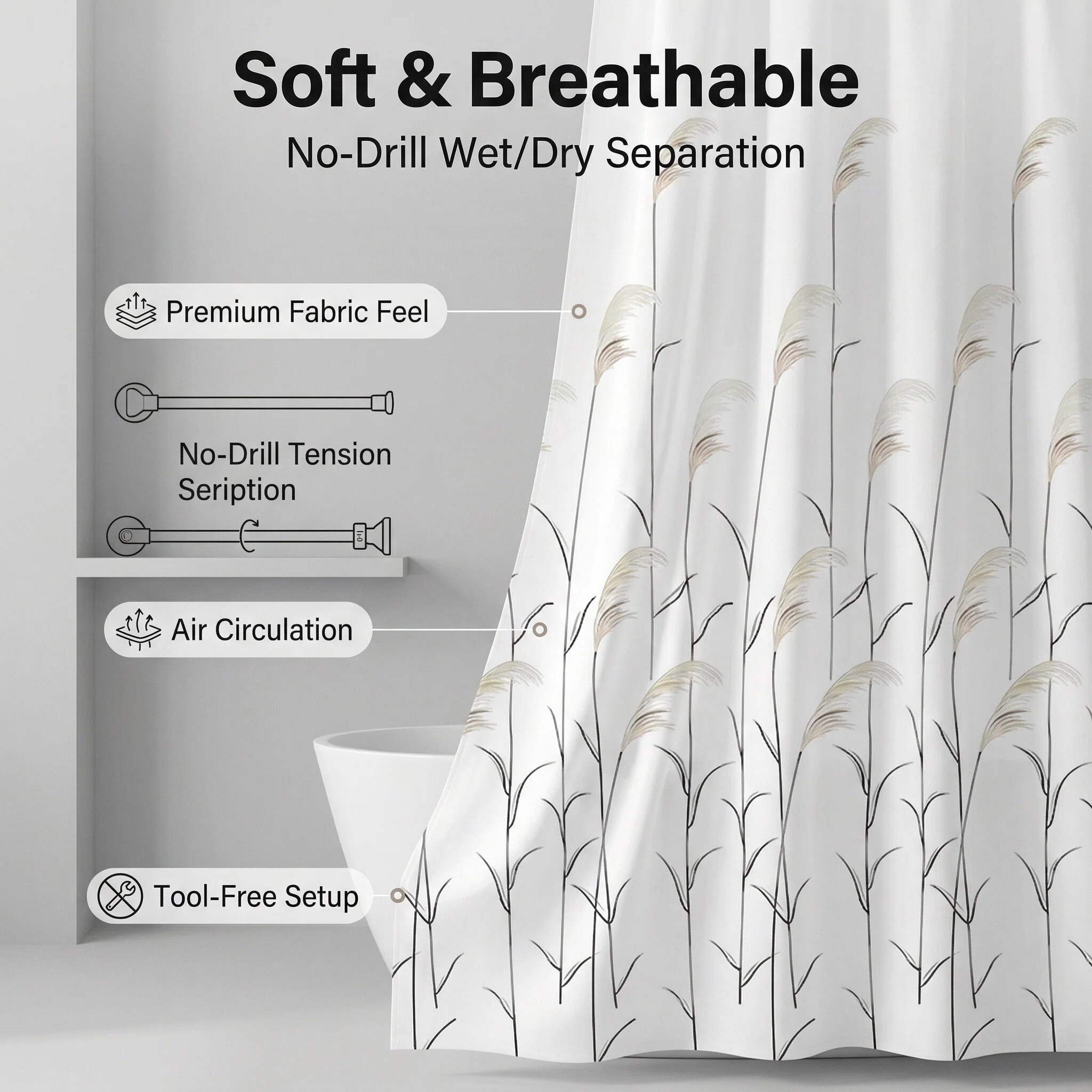 Thickened Fresh Style Polyester Shower Curtain