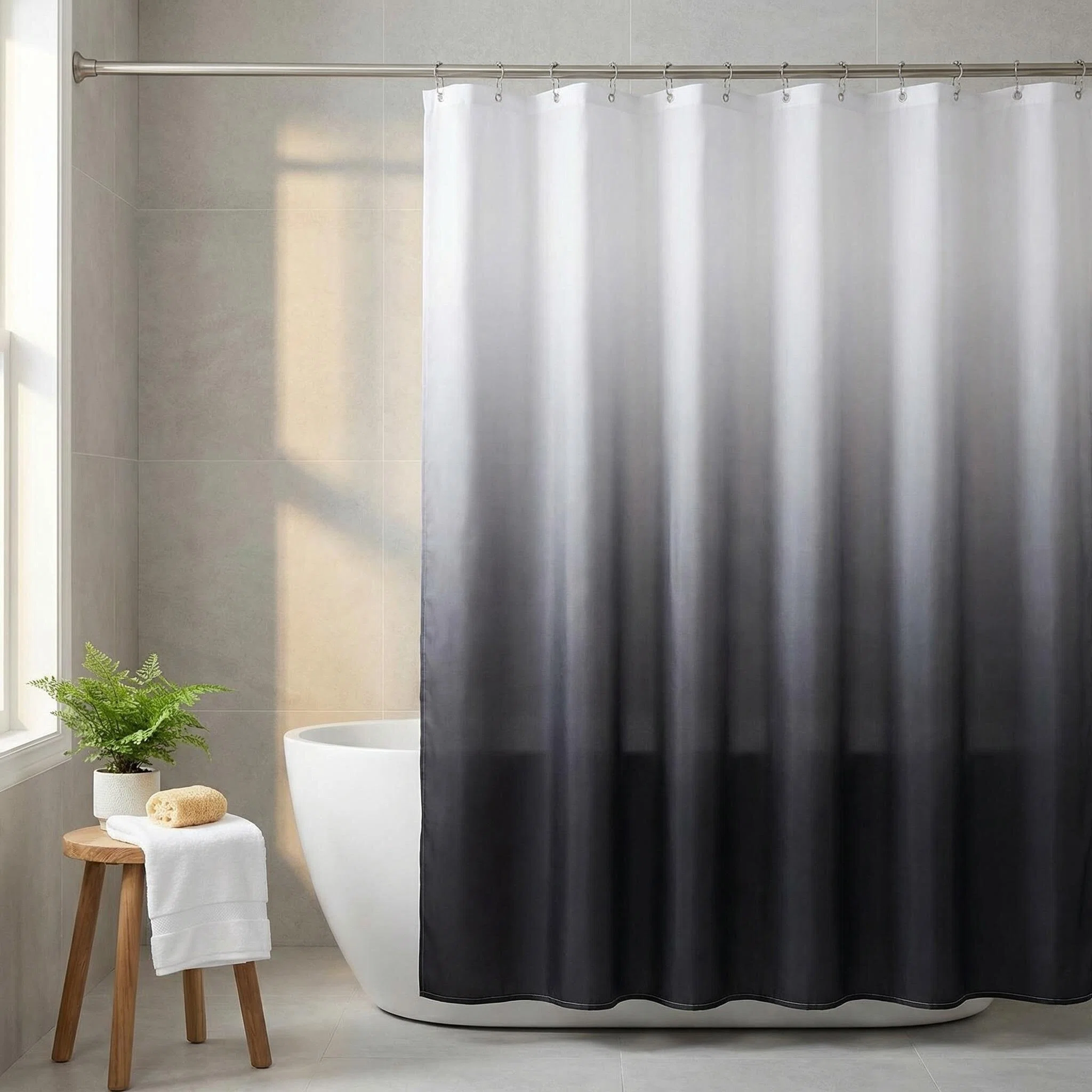 Solid Ombre Print Shower Curtain